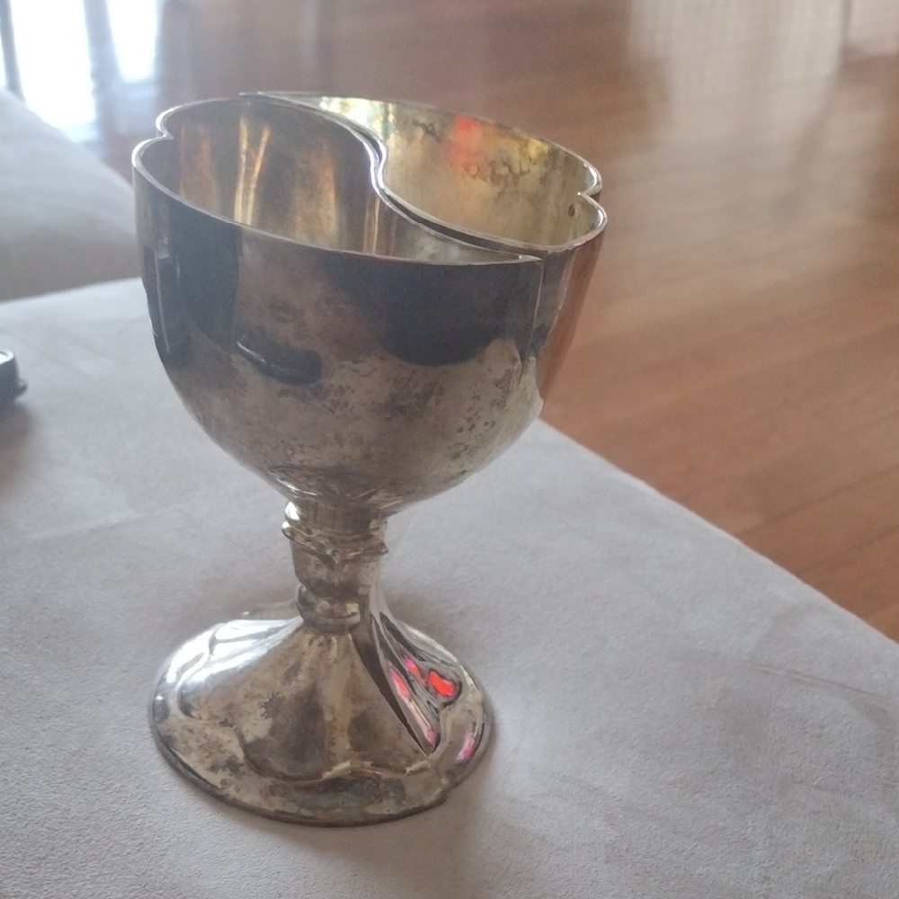 Silver-Tone Decorative Goblet Vase - Metallic Accent